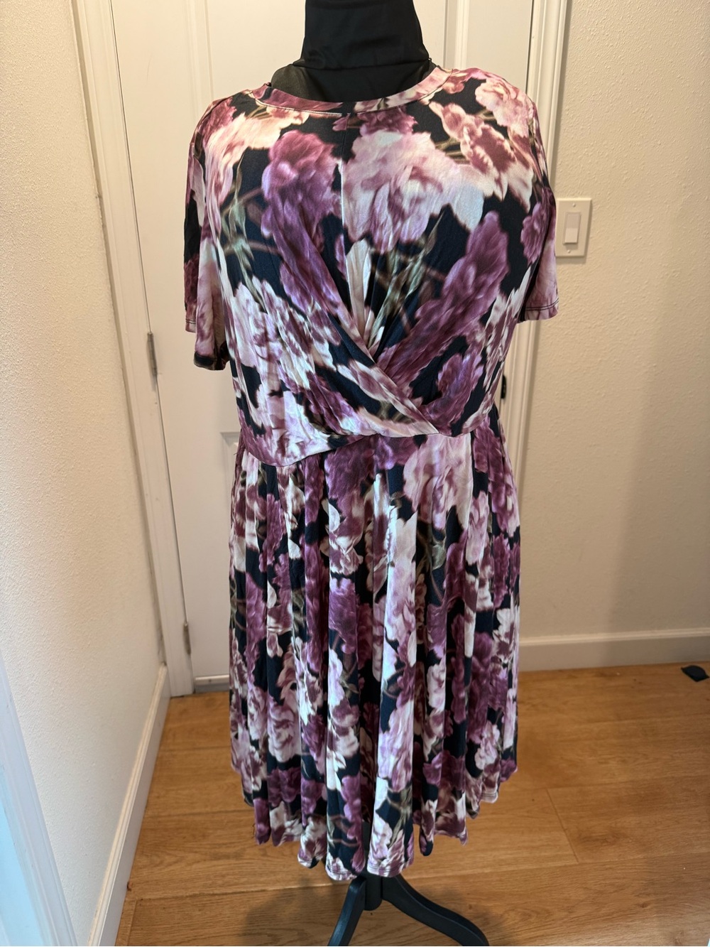 Torrid Skater Floral Knit Top in Black & Pink